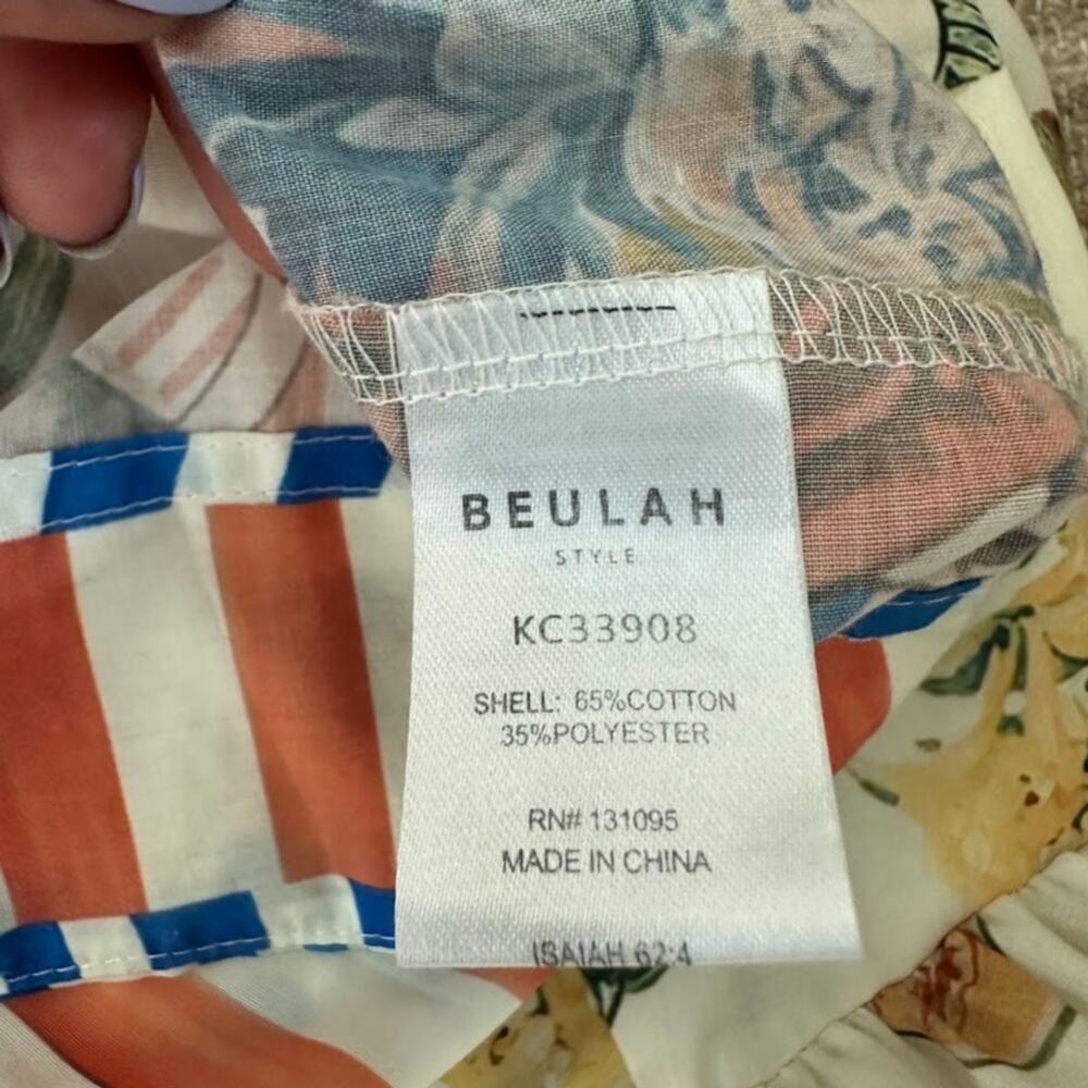 Buelah Fruit Print Midi Dress Button Front Tie Waist Size L - Picture 15 of 16